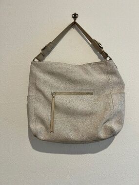 Sorial Lexi metallic taupe stingray-embossed leather hobo bag
